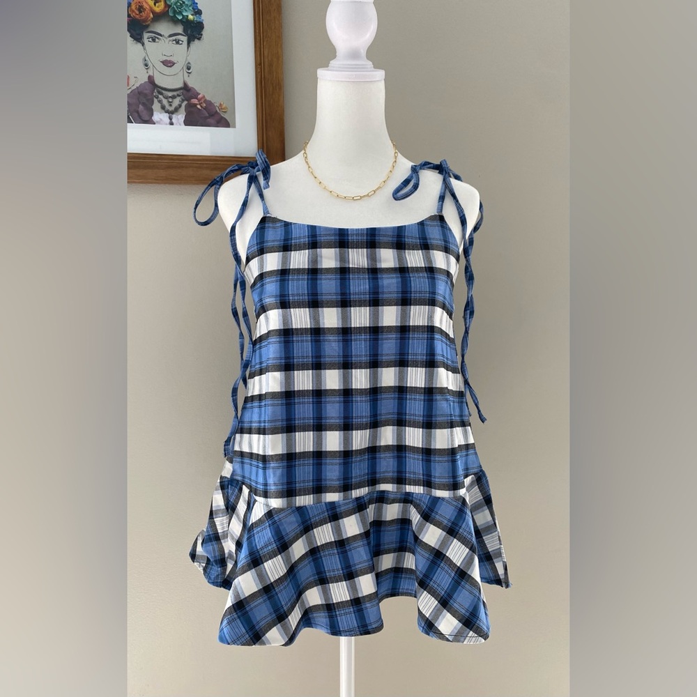 NWT | Fashion Nova | Acting Cool Plaid Top - Blue/White